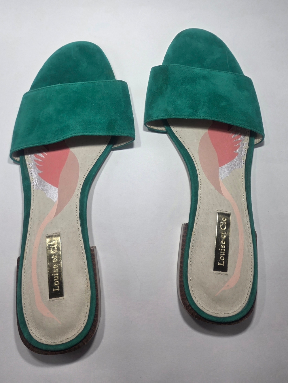 Louise et Cie Women’s Slide Sandals 8.5M Green Suede Flat Slip On Casual...